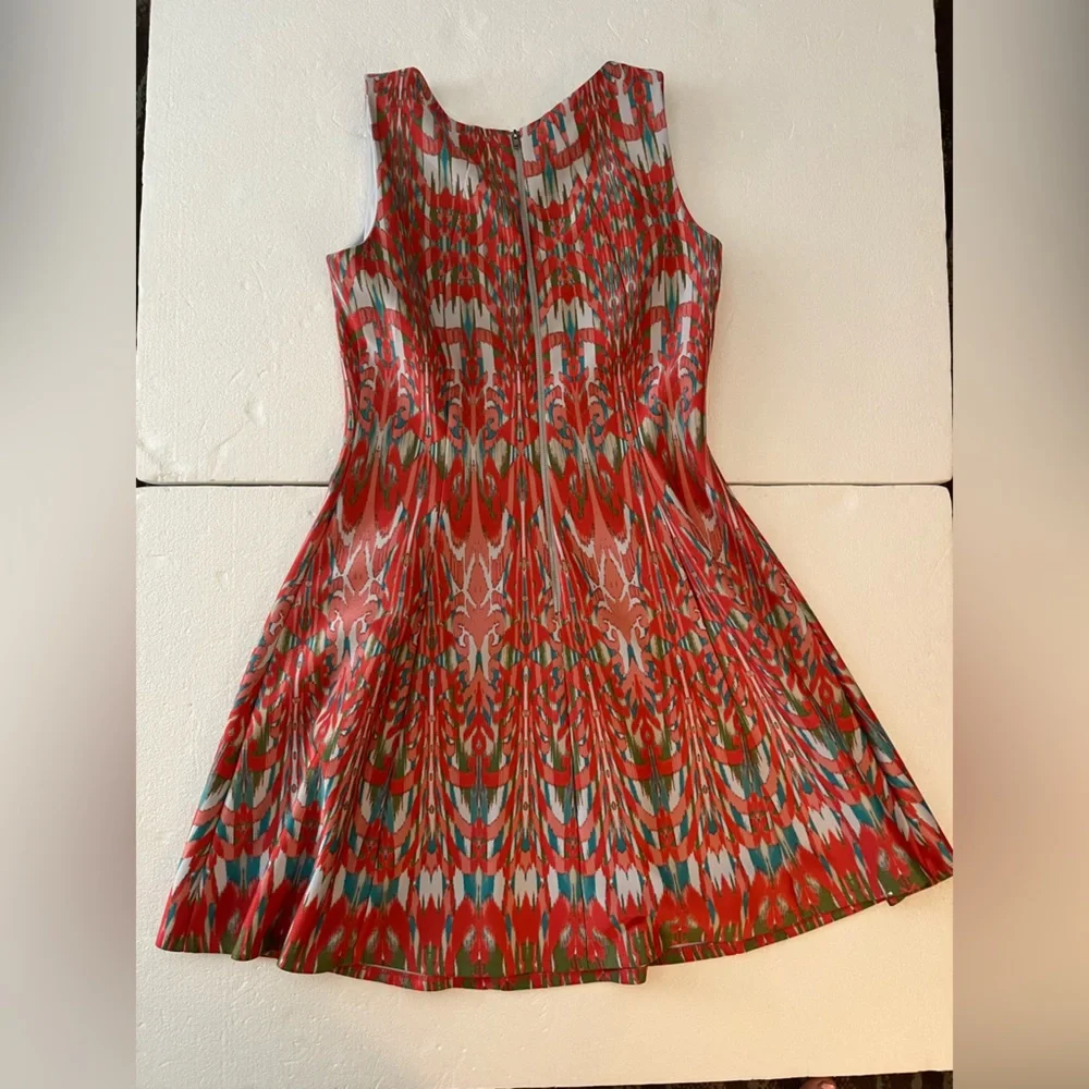 Gabby Skye a line print dress mini dress red orange blue green white sleeveless